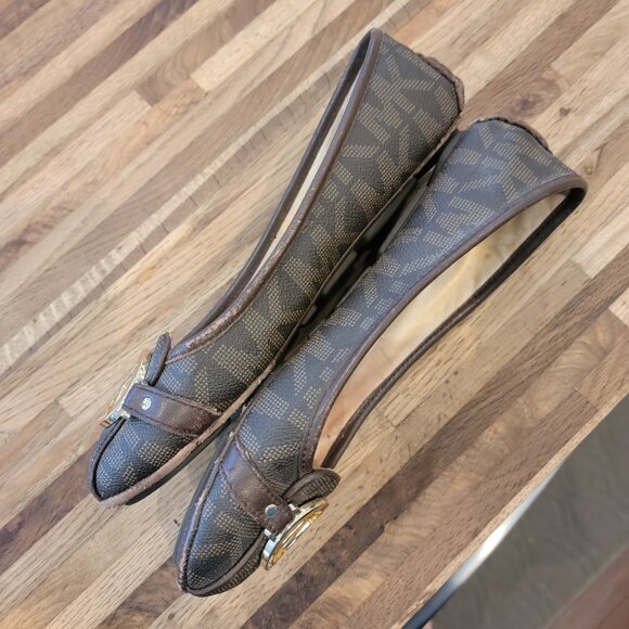 MK Michael Kors Fulton Moccasin Brown Monogram Flat Slip On Shoes - Picture 9 of 16